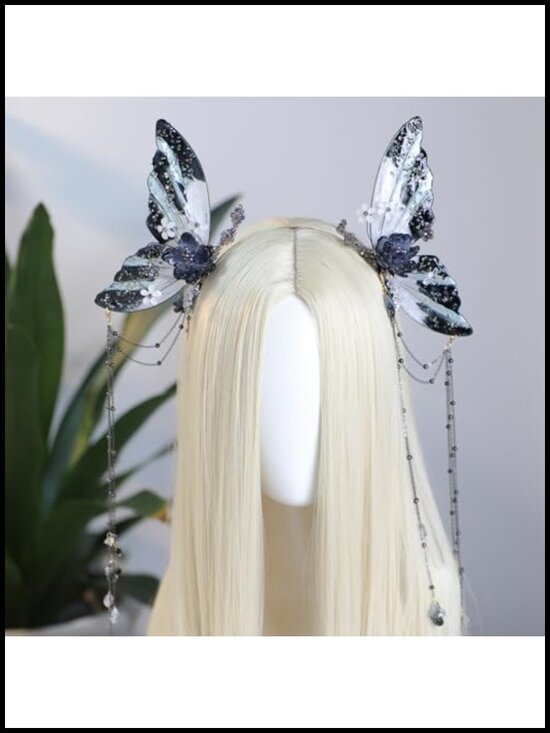 Fairy Butterfly Wings Headband with Tassel for Women Renaissance Cosplay main image 6